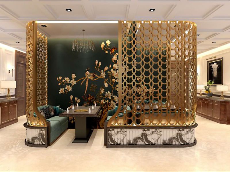 盘点酒店餐厅必备的拉丝钛金半岛网页版屏风